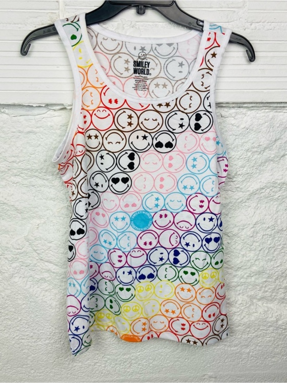 NWOT Smiley World Rainbow colorful unisex Emoji Tank Top size XS